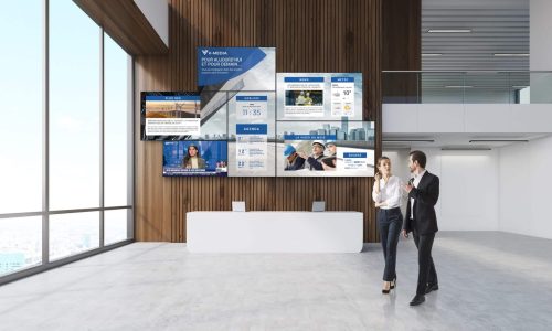 accueil affichage dynamique mur destructuré
